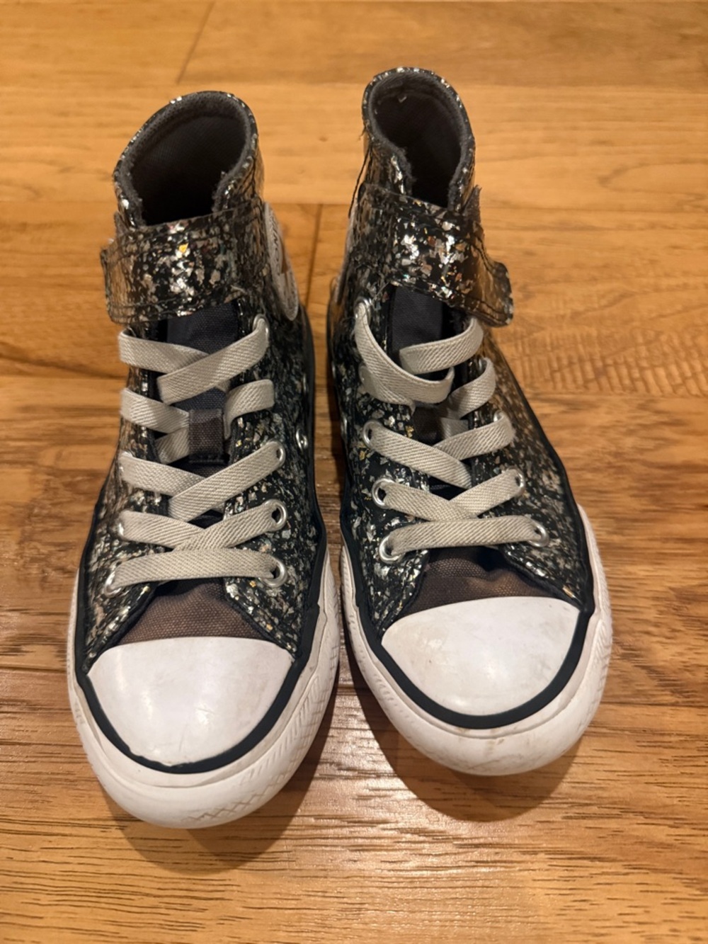 Converse Glitter High-Top Sneakers in Black and Silver